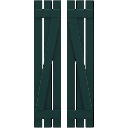Ekena Millwork Americraft 3-Board (2 Batten) Wood Spaced Board-n-Batten Shutters w/ Z-Bar, ARW102SB311X51FGH, PR ARW102SB311X51FGH